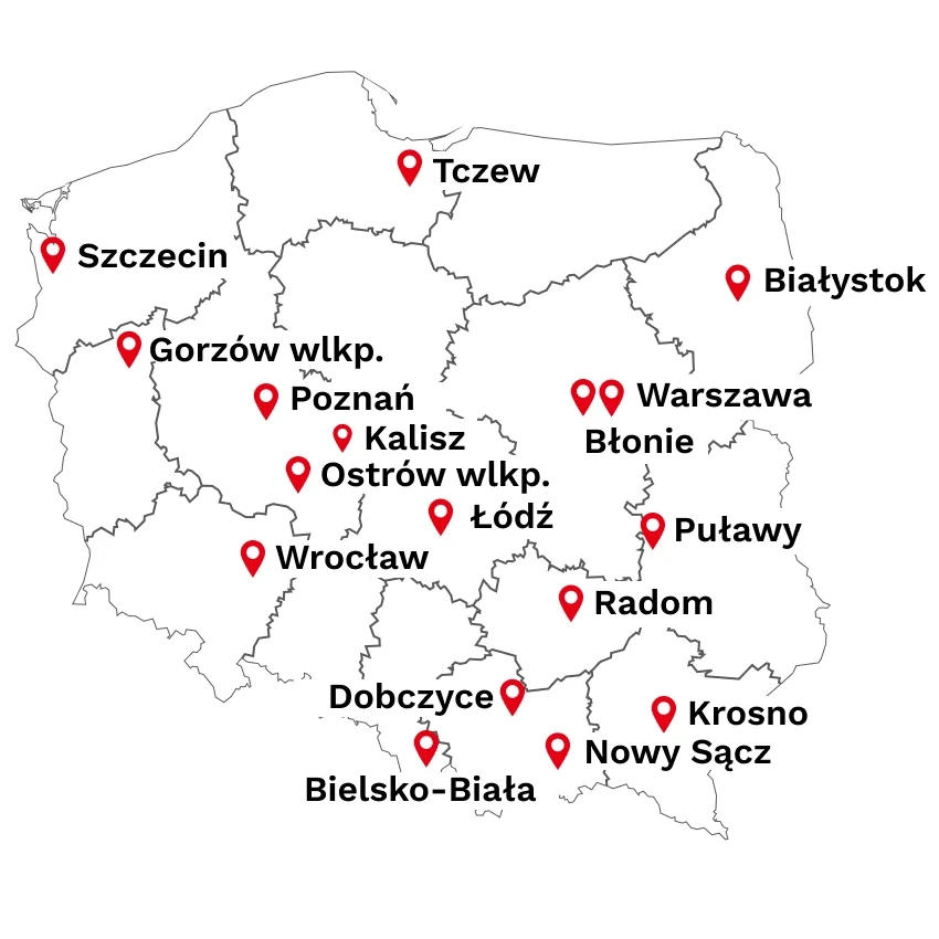 Mapa lokalizacji szkół i partnerów programu Astorino