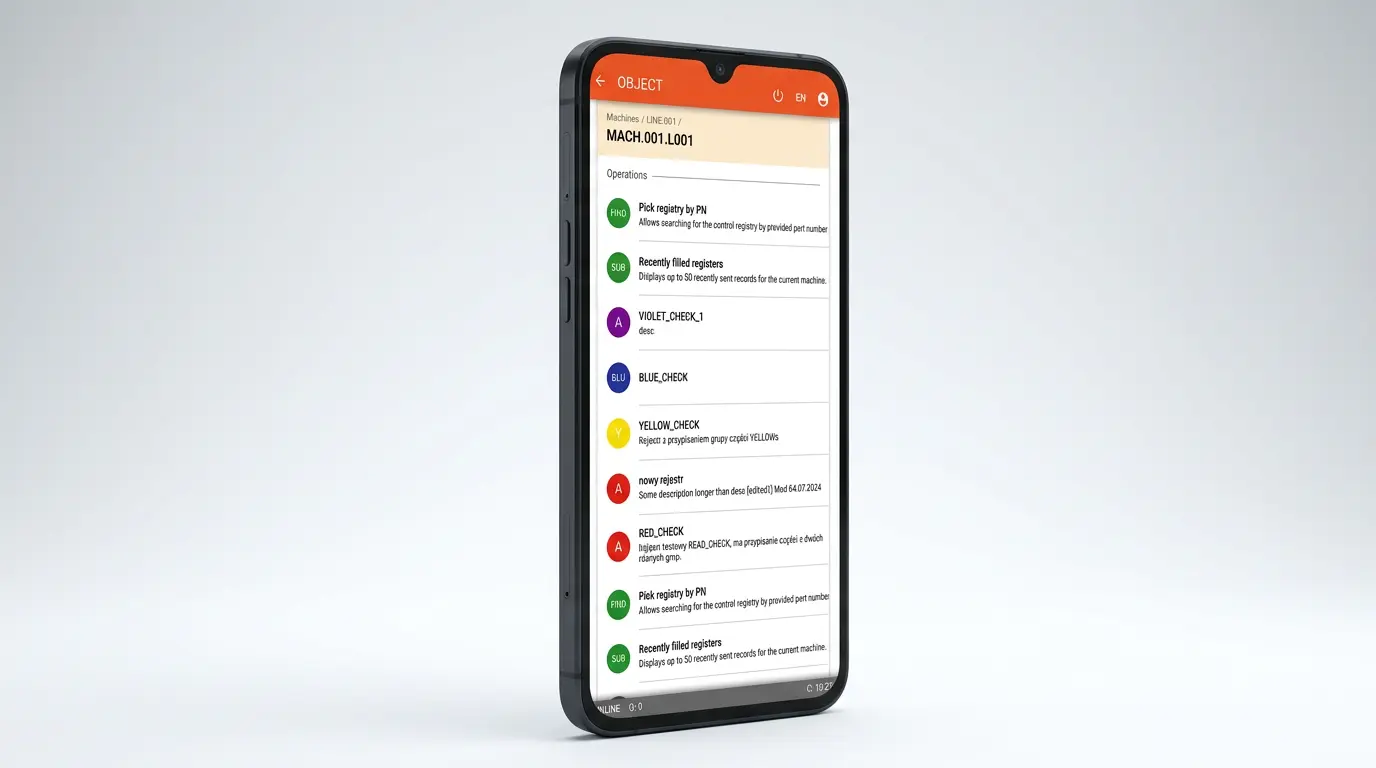 ImGo – aplikacja mobilna przy maszynie