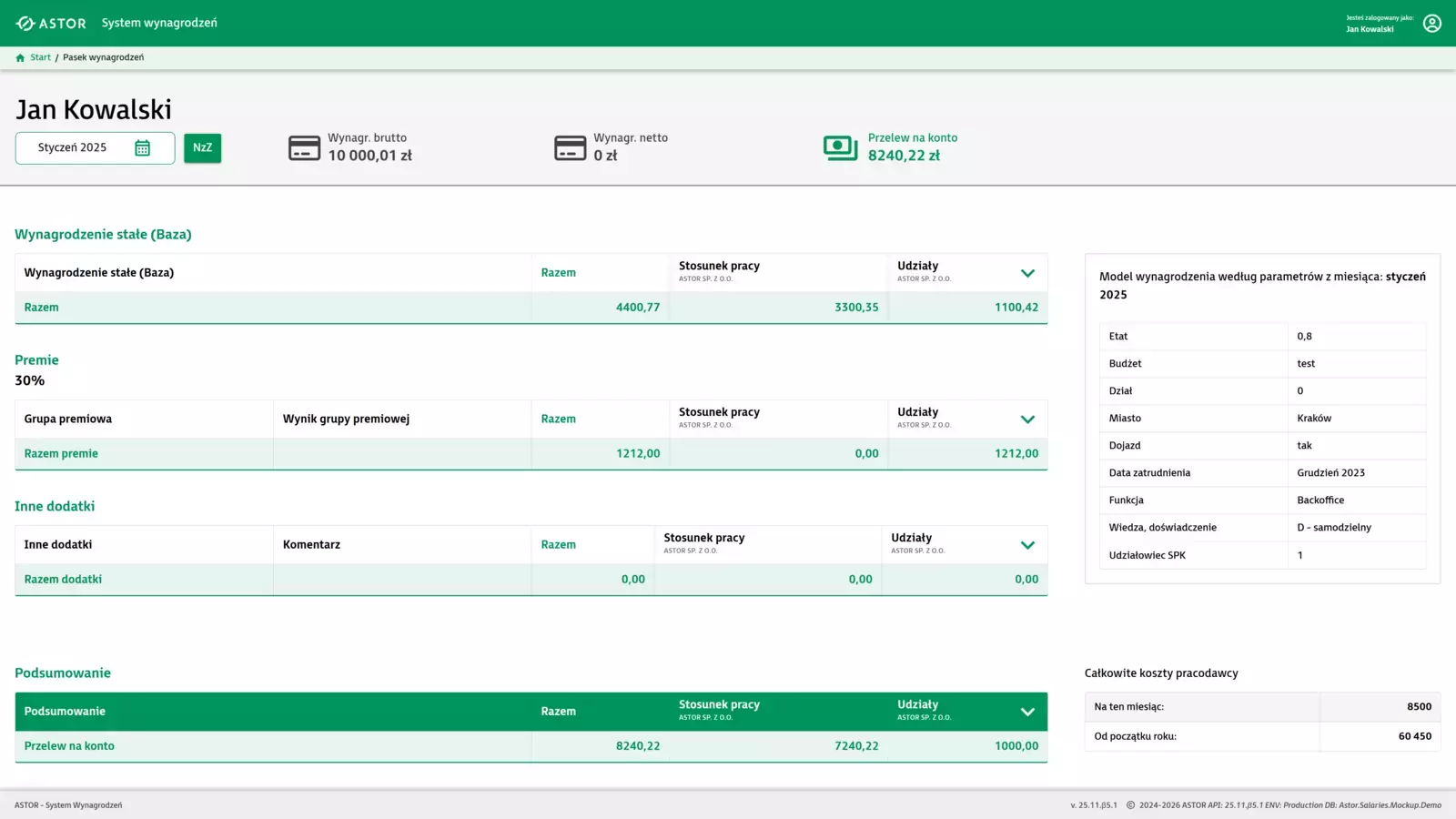 Pasek wynagrodzeń dla pracownika