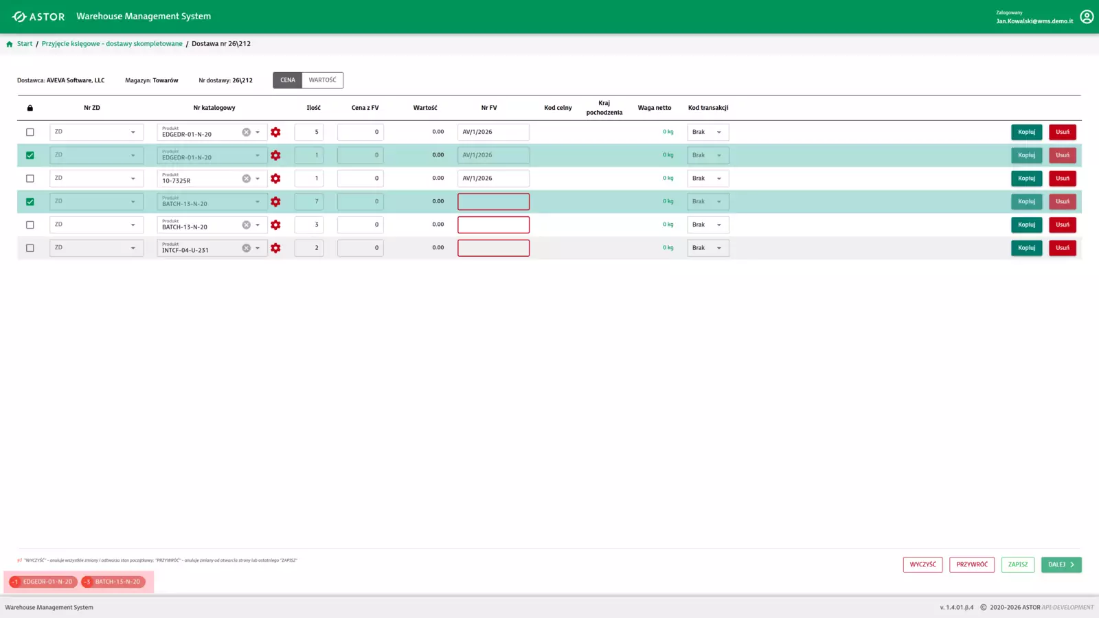 Przyjęcie księgowe