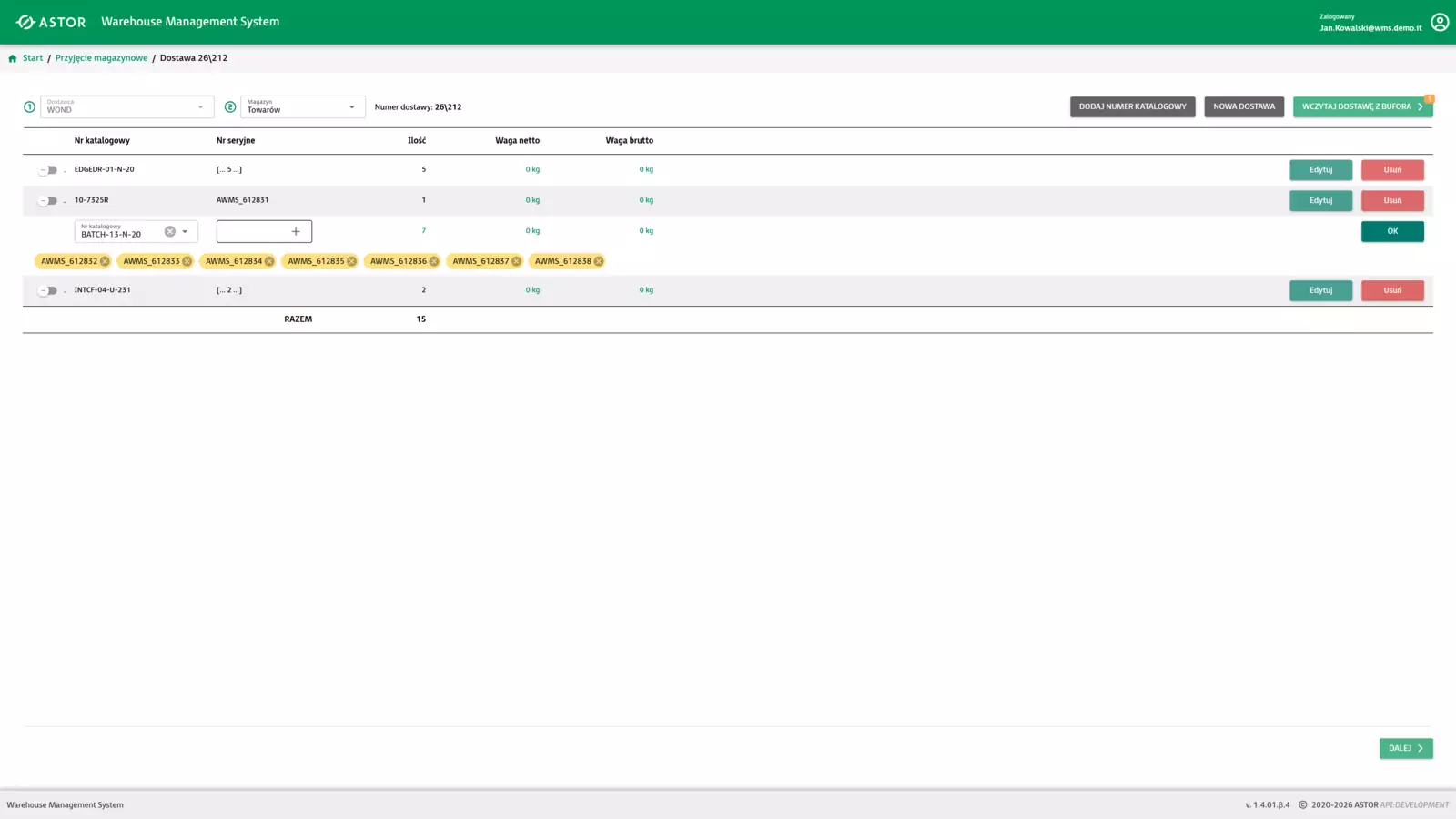 Przyjęcie magazynowe
